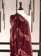 Royal Fashion Embroidered Woolen Shawls - RF25SH I624-BJ02 Dark Purple